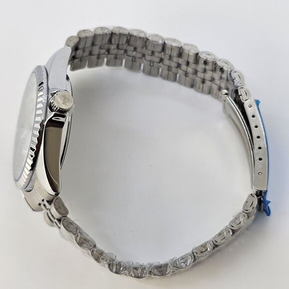 August Steiner 40MM Men's Watch Diamond Hour Markers Gray Bracelet Day Date 8.5" - Picture 8 of 10